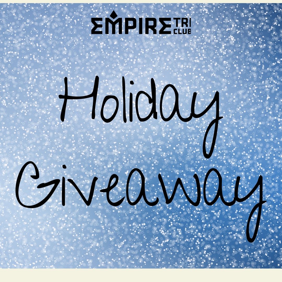 Empire Tri Club Holiday Giveaway announcement graphic.